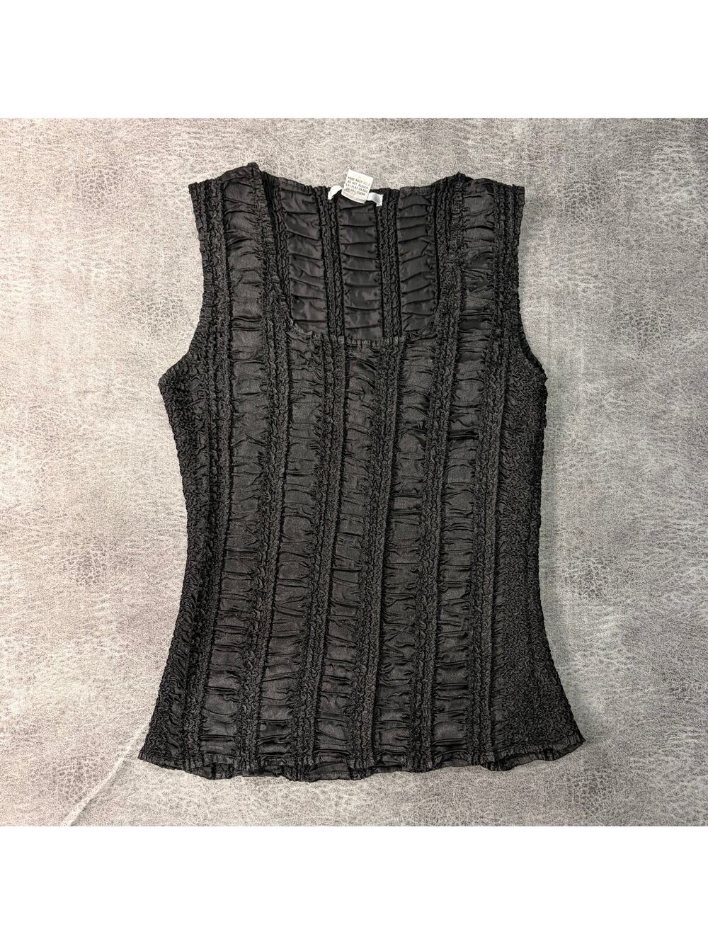Vintage Black Ruched Striped Tank Top